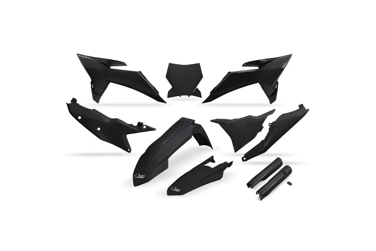 Kit plastiques complet avec protections de fourche UFO - noir