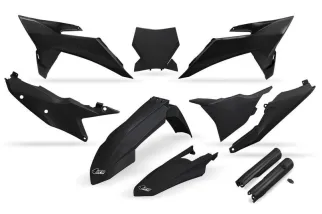 Kit plastiques complet avec protections de fourche UFO - noir