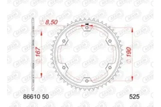 Kit chaîne AFAM 525 XSR4 - 16/50-122 - Couronne acier standard