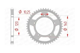 Kit chaîne AFAM 525 XHR4 - 17/45-120 - Couronne acier standard