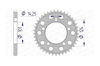 Kit chaîne AFAM 525 XHR4 - 16/38-110 - Couronne alu standard