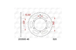 Kit chaîne AFAM 520 XSR4- 14/46-118 - Couronne acier standard