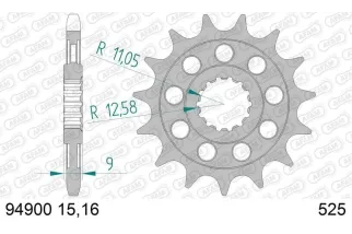 Kit chaîne AFAM 525 XHR4 - 16/36-110 - Couronne acier standard