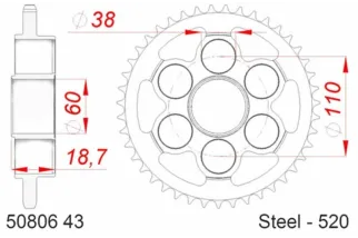 Kit chaîne AFAM 520 XHR4 - 15/43-106 - Couronne acier standard