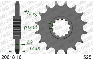 Kit chaîne AFAM 525 XHR4 - 16/43-110 - Couronne acier standard