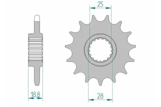 Kit chaîne AFAM 525 XHR4 - 16/42-110 - Couronne acier standard