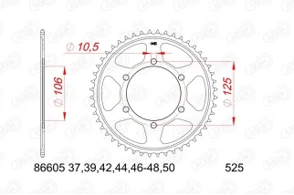 Kit chaîne AFAM 525 XHR4 - 16/44-110 - Couronne acier standard