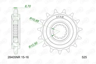 Kit chaîne AFAM 525 XHR4 - 15/40-110 - Couronne acier standard