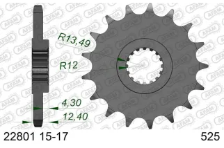 Kit chaîne AFAM 525 XHR4 - 17/45-120 - Couronne acier standard