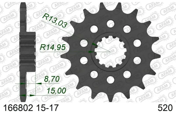 Pignon AFAM acier standard - 520