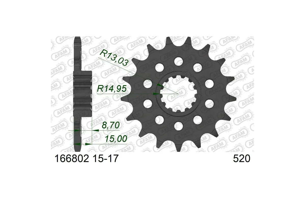 Pignon AFAM acier standard - 520