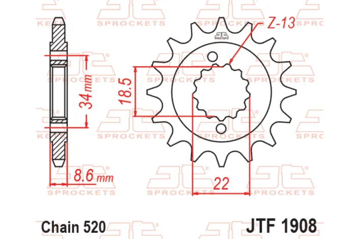 Pignon JT SPROCKETS acier standard - 520