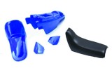 Kit plastiques ART couleur origine bleu avec selle complète noire + kit déco KUTVEK Racer bleu Yamaha PW50