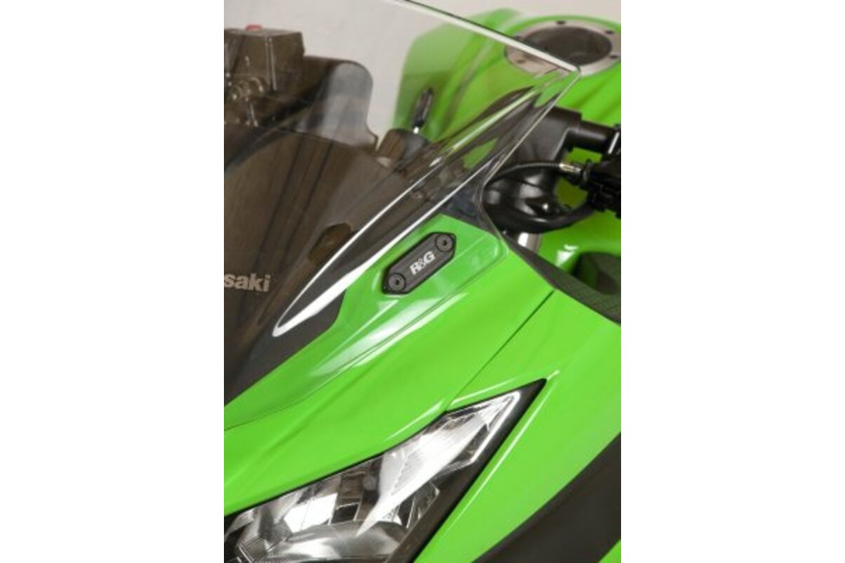 Cache-orifices rétroviseur R&G RACING - noir Kawasaki Ninja 250/300