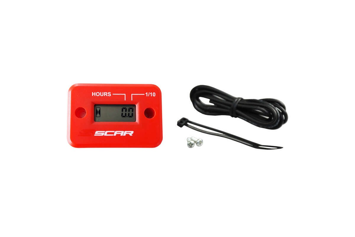 Compteur d'heures SCAR filaire avec Velcro rouge