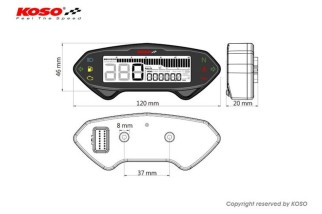 Compteur multifonctions KOSO DB-01RN LCD noir