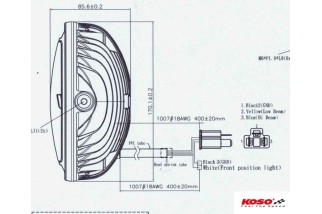 Phare LED KOSO Thunderbolt 170mm