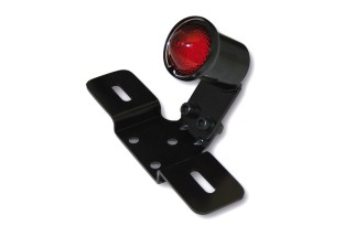 Feu arrière LED SHIN YO Old School TYP3, noir, verre rouge, avec support de plaque d’immatriculation