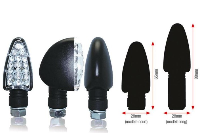 Clignotants BIHR Triangle LED long noir universel