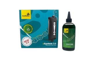 Graisseur de chaîne électronique SCOTTOILER xSystem 3.0 + lubrifiant tout climat vert biodégradable 250ml