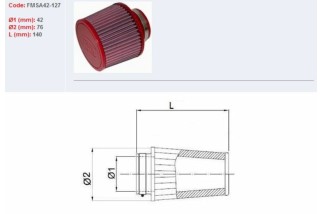 Filtre à air BMC conique Ø42mm - FMSA42-127