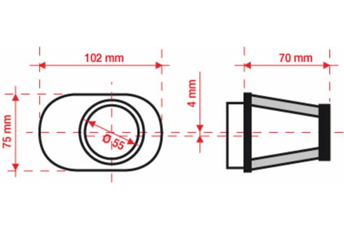 Filtre à air BMC conique Ø55mm - FBPF55-70R