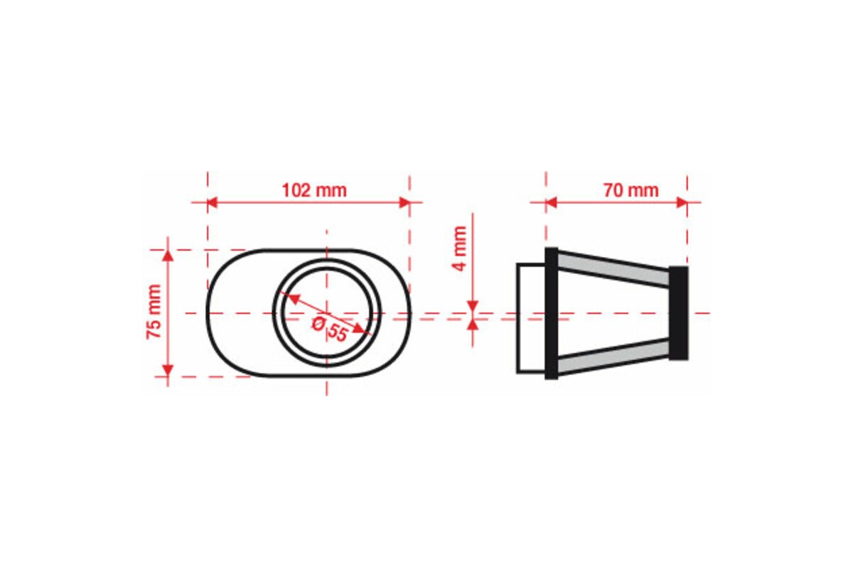 Filtre à air BMC conique Ø55mm - FBPF55-70R