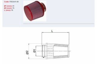 Filtre à air BMC conique Ø41mm - FMSA41-60