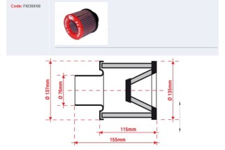 Filtre à air BMC conique Ø76mm - FM369/08