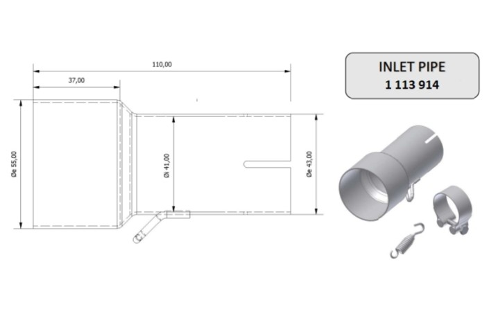 Tube de raccordement MIVV 55 41 mm