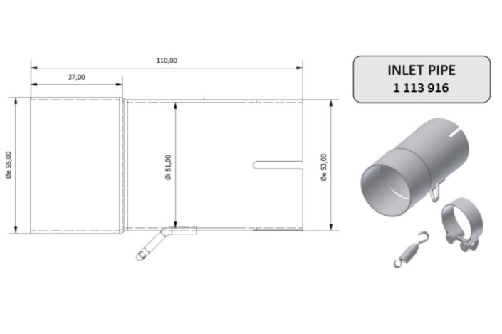 Tube de raccordement MIVV 55 51 mm