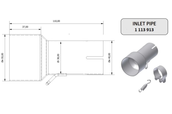 Tube de raccordement MIVV 55 38 mm
