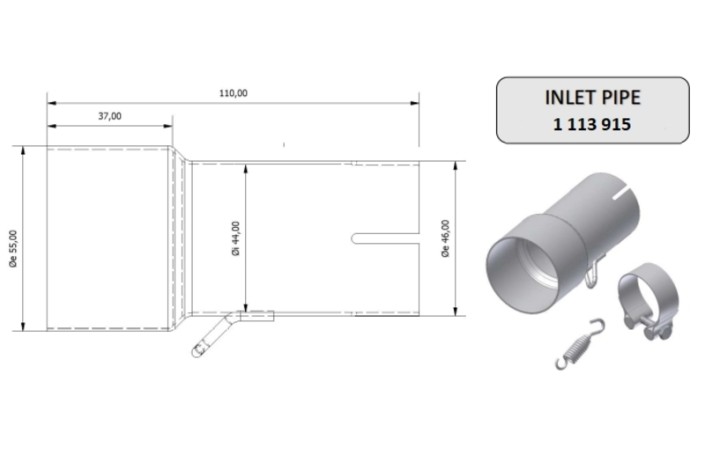 Tube de raccordement MIVV 55 44 mm