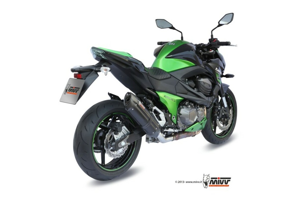 Silencieux MIVV Suono inox brossé noir/casquette carbone Kawasaki Z800