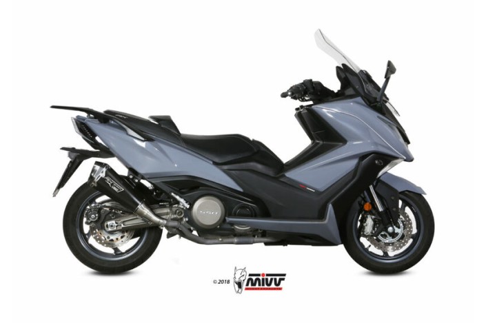 Silencieux MIVV Delta Race Black inox noir/casquette carbone Kymco AK 550