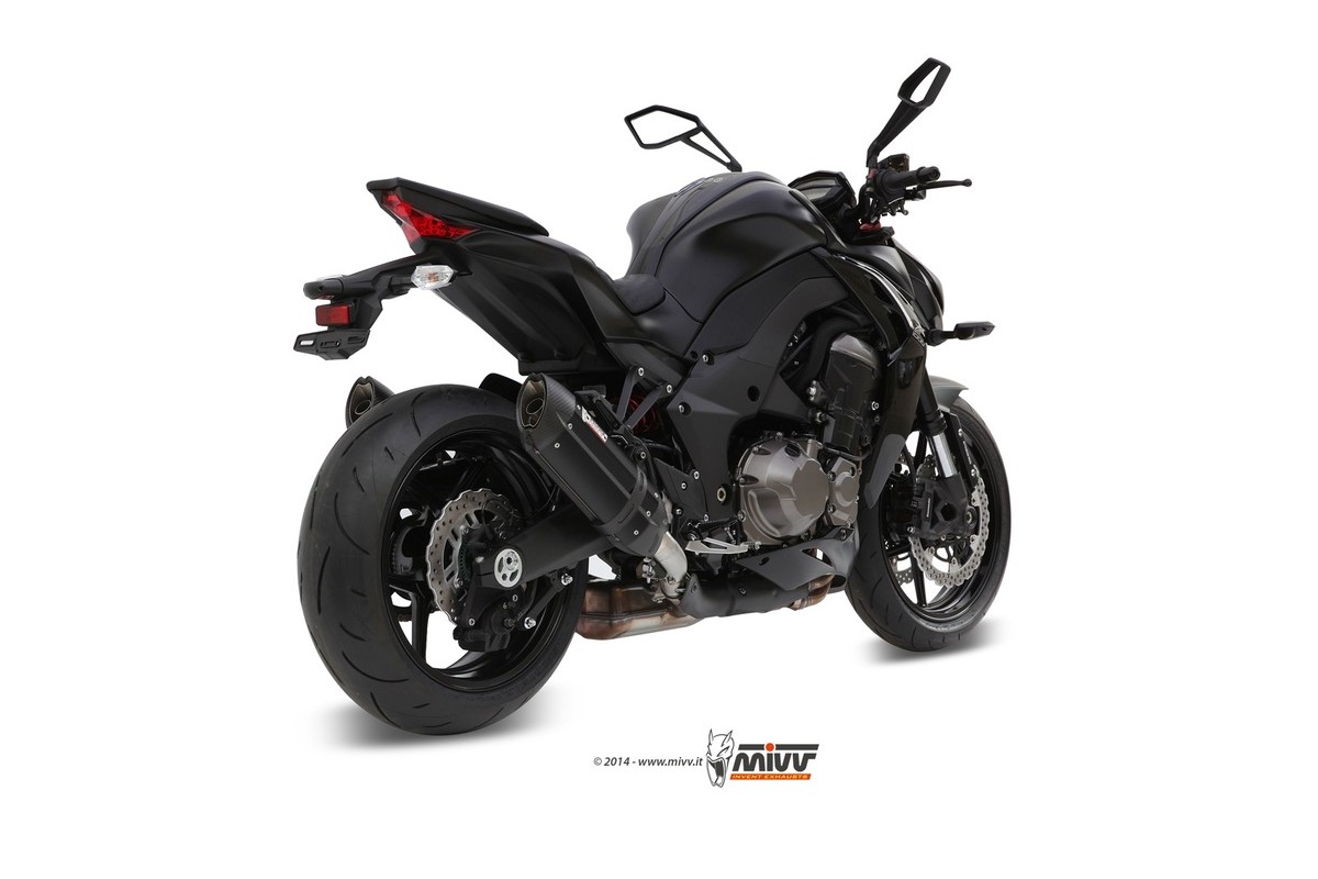 Silencieux double MIVV Suono inox brossé noir/casquette carbone Kawasaki Z1000