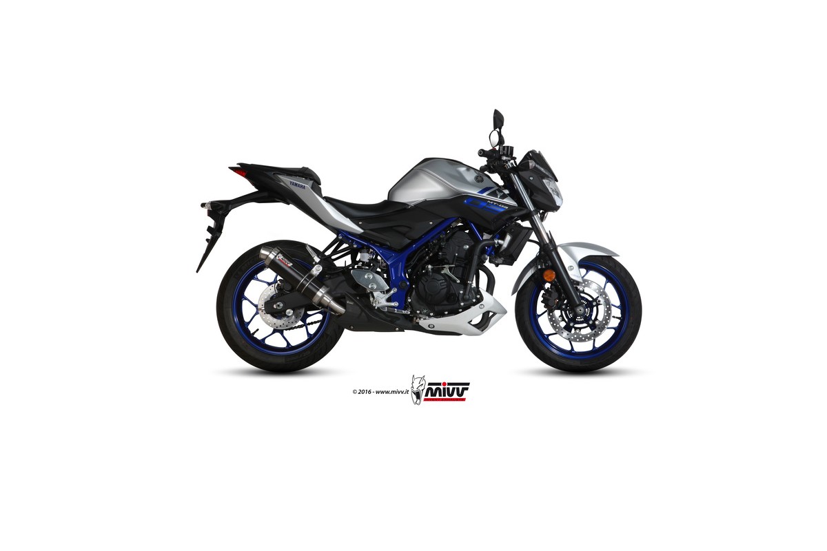 Silencieux MIVV GP inox noir casquette carbone Yamaha MT-03