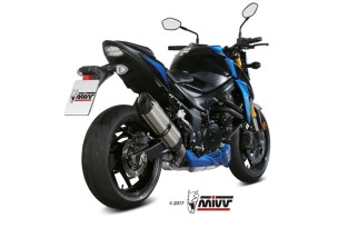 Silencieux MIVV Suono inox noir/casquette carbone Suzuki GSX-S750